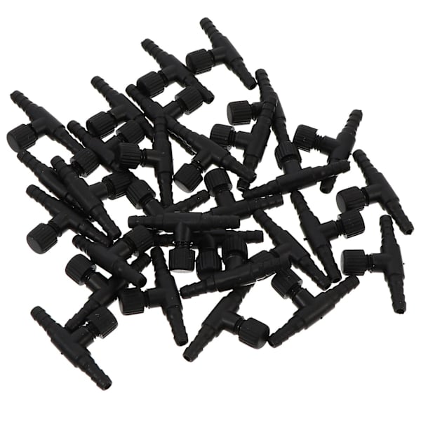 30 stk. 4mm Luft Inline Slangekobling Plastik Til Fiskekum Aquarium Sort 4X2X1CM