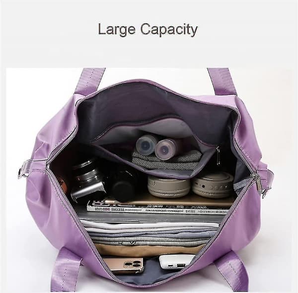 (Dark Purple) Large Capacity Foldable Dry and Wet Separation Bag