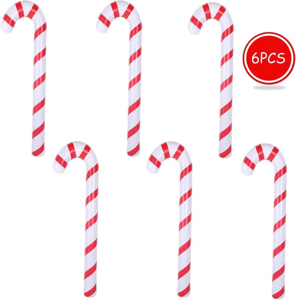 Oppustelig stok til julepynt Sæt med 6, julepynt