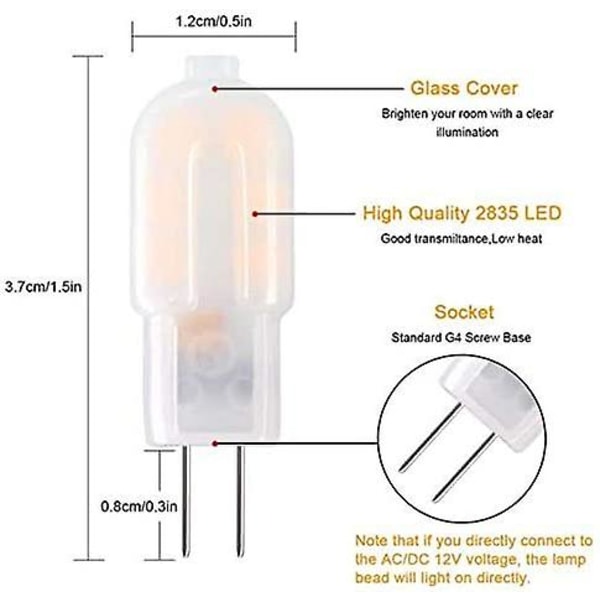 G4 LED Pære, 5-pak 15W Ækvivalent Halogenpærer, økonomisk G4 2W LED Pære til Kogepladelys, AC/DC 12V 130LM 3000K