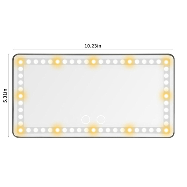 Bilsolskærm Sminke Spejl, Genopladeligt Sminke Spejl Med 3 Lystilstande Og 60 LED'er - Dæmpbar Clip-on