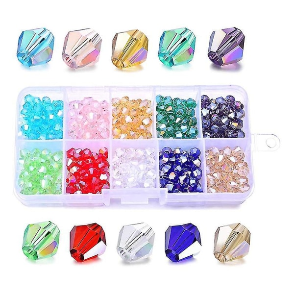 Kristallglaspärlor, smyckestillverkning, behållare med olika färger