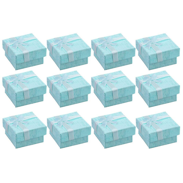 12 kpl Korujen Paketointilaatikoita Sormusastioita Korulahjapakkauslaatikot Taivaansininen 4X4CM