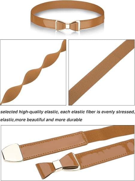3 stk Kvinner Smalt Tynt Midjebelte Elastisk Rosettbelte For Kjole, 3