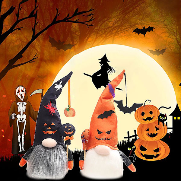 Halloween-kääpiö Kurpitsa Lepakko Ruotsi Tomte Nisse LED-valoilla Maalaistalon Koriste Keltainen