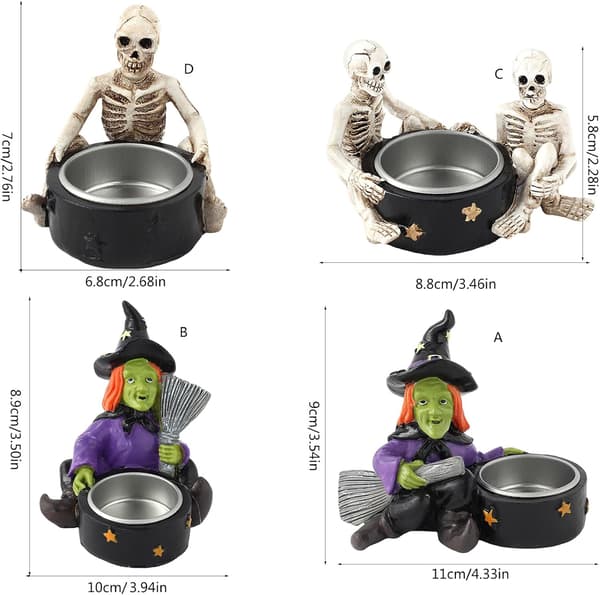 1 st Halloween Ljusstake Set Lämplig för sovrum, vardagsrum, spiselkransar och bordsdekorationer Två dödskallar C C C