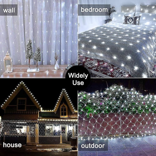 Udendørs Netlys Have Mesh Lys, LED 3m X 2m Feelyst Netlys Strømstik Cool Hvid Netlys