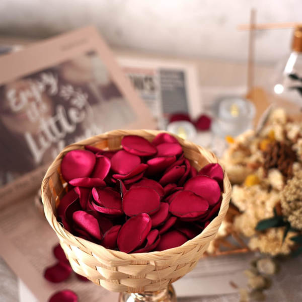 Rosablad för Alla hjärtans dag Dekoration, Separerade Redo att Använda Mjuka Silke Blommblad för Bröllop Blomsterflickebasket, Tab
