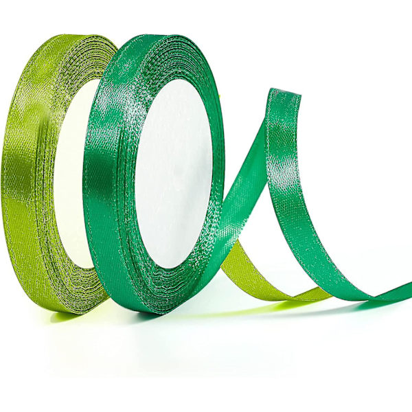Julklappsbandslinga i Grön, 10mm Dubbelsidig Polyesterbandslinga Tjock Armég Grön Satinbandslinga för Presentinslagning, Ballonger, DIY-Sömnadsprojekt