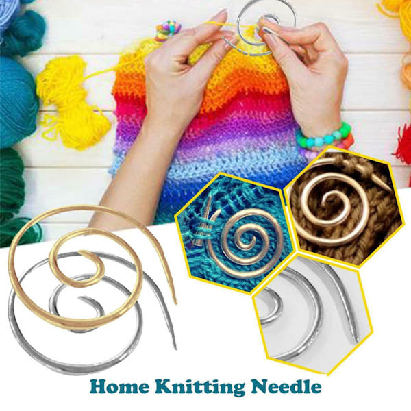 Spiralformade stickor i rostfritt stål 2 st Vävnålar Kit för nybörjare Garn Sömnadshantverk