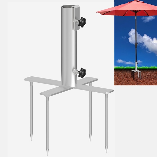 Strandparasollfot, Parasollpinne med Knock Down-design, Tunga Metalliska Mark- och Gräsborrhållare med Fyra