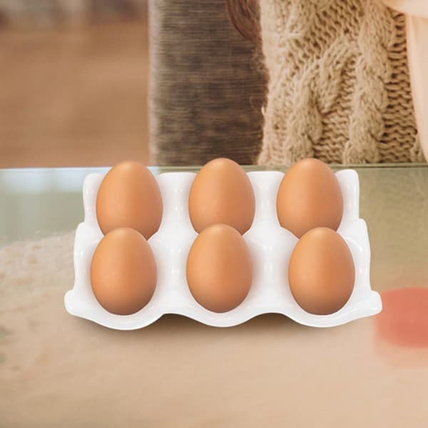 3 Pcs Ceramic Egg Storage Trays with 6 Holes Each, Non-Slip Bottom, Egg Holder
