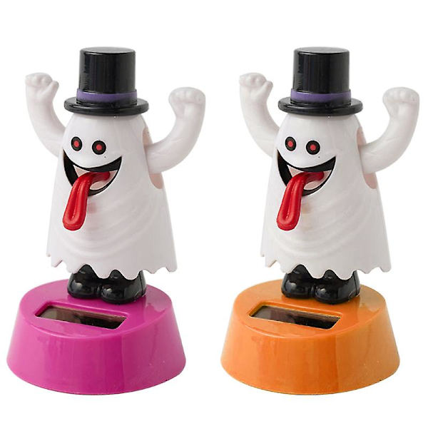 Sööt Halloween-tanssiva auto pöydän kotikoriste söpö monityylinen aurinkovoimalla valkoinen haamu