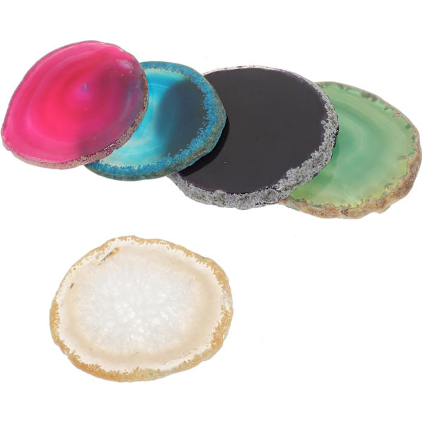Coasters Copper 5pcs Natural Agate Coasters Coffee Tea Coaster Set