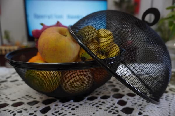 Fruit Basket with Lid - Snack Fruit Bowl - 27*25*14 cm - (2 Fruit Baskets + 2 Lids; 4 Pieces Total)