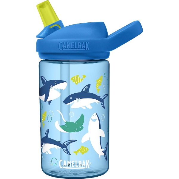 Kids Water Bottle with Straw, Sharks and Rays