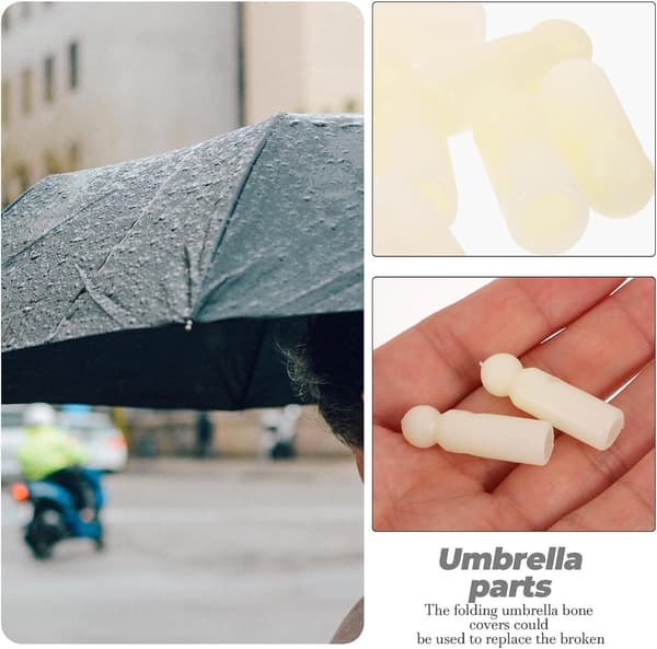 Paraplybeinhetter i plast 10 stk erstatningshaleperler hvit