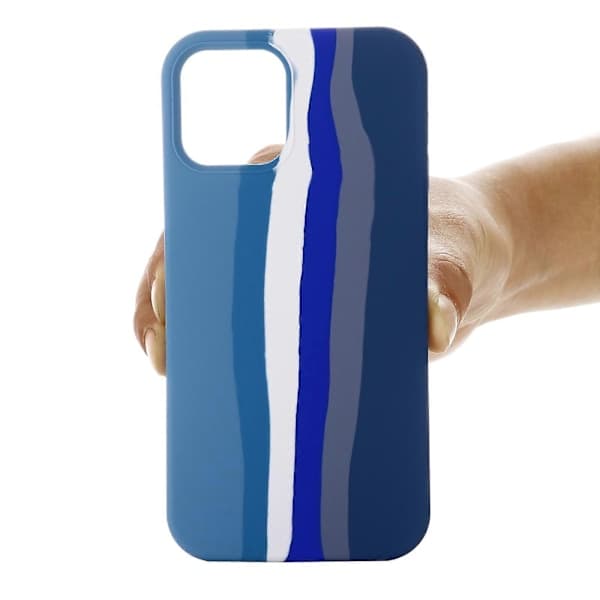 Regnbuefarvet flydende silikonecover til iPhone 14 Pro Max