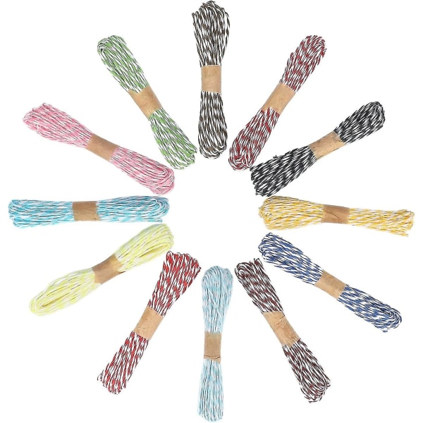 12 farver Raffia dekorativt garn - 10 m papir - kompatibel med gør-det-selv og håndværk