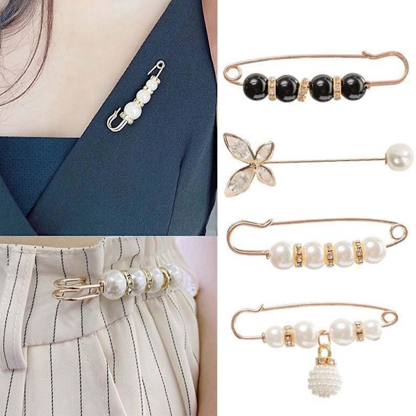 4 kpl Anti-light Pearl Brooch Elegant Diamond-encrusted Pin Vyötärö Solki Meal Prep Container Meal Cont