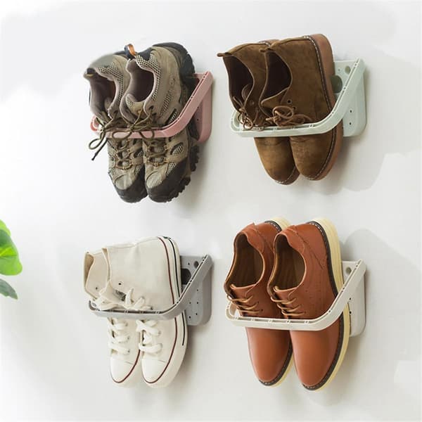 4 Pcs Hanging Wall Mounted Shoe Racks, Foldable Shoe Holders, Self-Adhesive Shoe Storage Shelf for Space