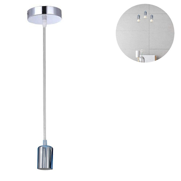 Metall Hengelampe, E27 Lampe Sokkel Med Kabel, Ledning Pendel, Hengelampe Kabel, Ideell For Takbelysning1MSølv