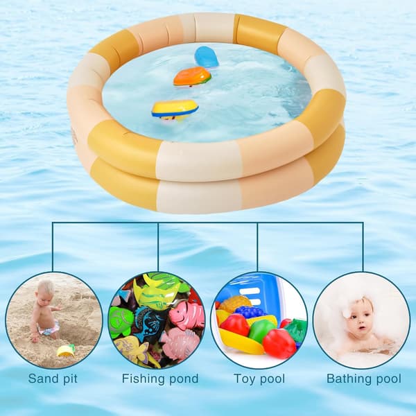 Inflatable children's pool, 2 rings with inflatable safety ring, with inflatable safety bubble bottom (yellow)