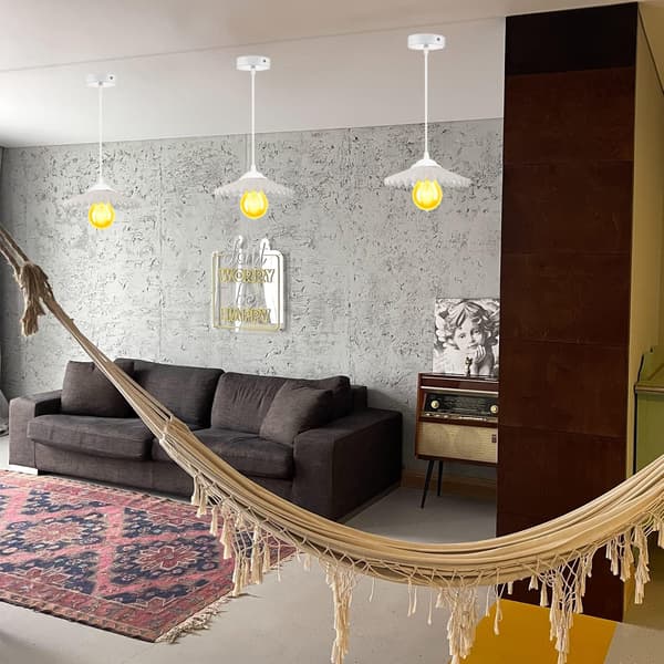 Set med 2 metallpendellampor, E27 lamphållare med kabel, vit, justerbar kabel 100 cm