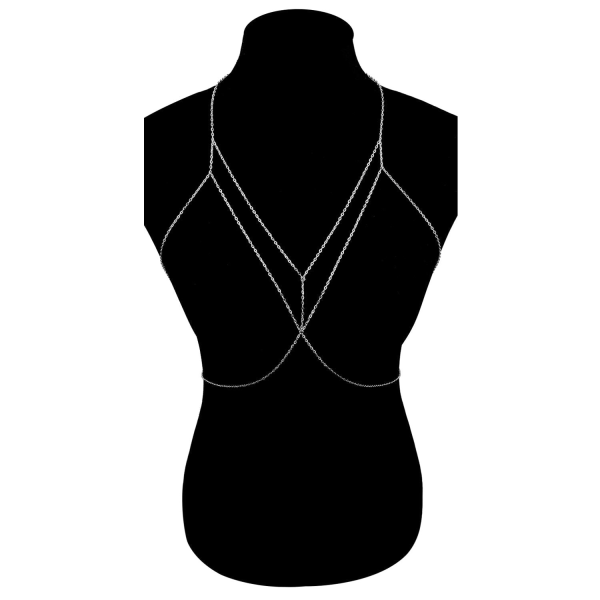 Kroppskedja Guld Kristall Koppar Pärla Mesh Kroppskedja Bröstkedja Lingerie Halsband