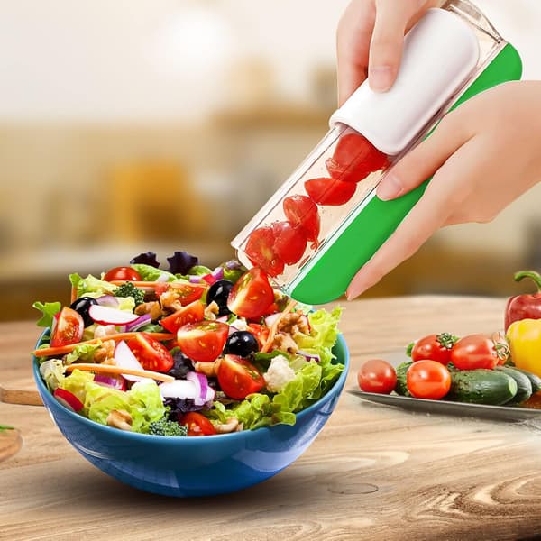Druekutter Tomatkutter, Multifunksjonell Liten Fruktkutter, Kjøkkentilbehør Frukt Grønnsakskutter, Druekutter for Småbarn (Grønn)