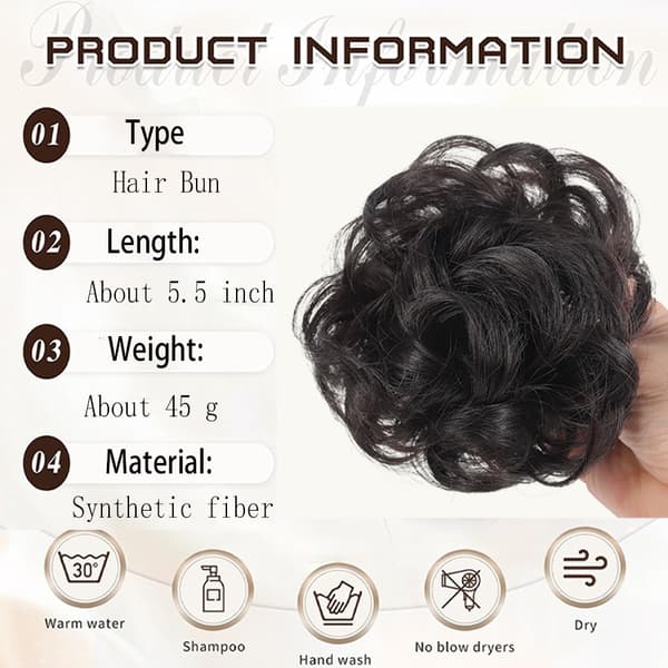 Kudde Hår Peruk Scrunchy Clip In Lockig Knut Lazy Updo - No. Dray