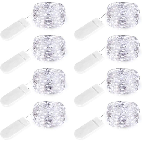 Paristokäyttöiset Mini-valoketjut (paristot mukana), IP65 Vedenkestävä, Kylmä Valkoinen, 2m Hopeajohto 20 LEDiä, Mini LED-valoketjut, Joulu Pöytä Hää