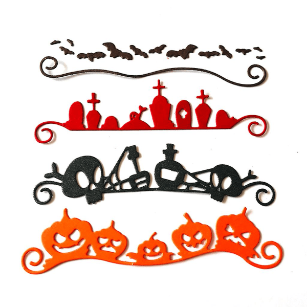 Halloween Græskar Skalle Kant Metal Skære Stencil Skabelon Scrapbooking DIY Fotoalbum Stempel Papir Kort Prægning Dekoration Håndværk