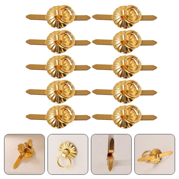 10 stk Skapdørknapper Mini Skuffhåndtak Skaphåndtak Simulering Dørhåndtak Miniatyrleketøy V Golden 3.2X1.3cm
