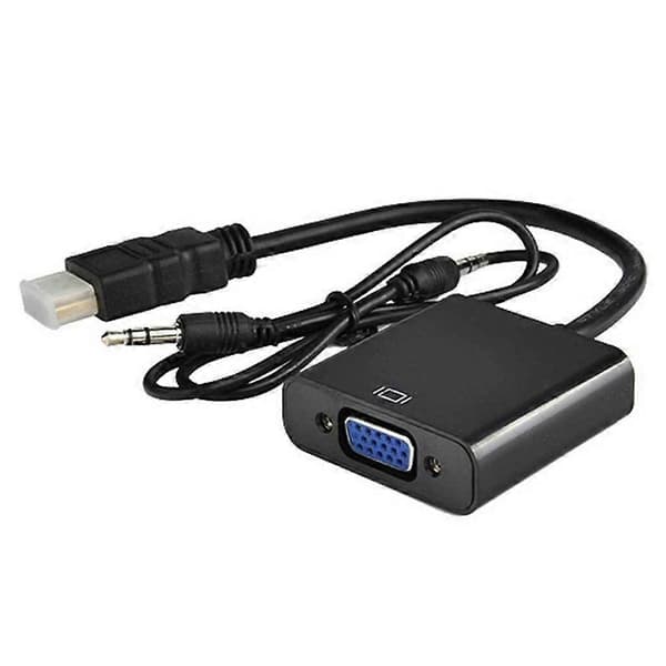 HDMI til VGA-konverter med lydport HDMI-adapter til bærbare computere, pc - sort