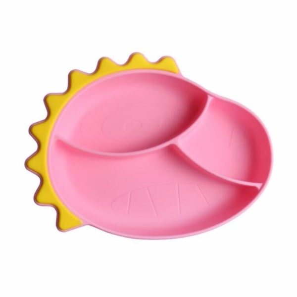 Lyserød silikone sugeplade til småbørn - selvfodrende træning Delt tallerkenfad og skål til baby og småbørn, passer
