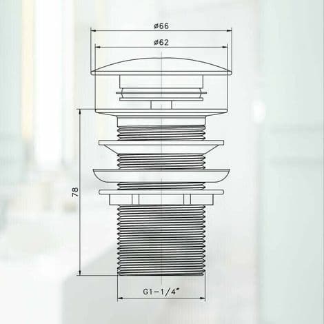 Pop-up waste without overflow - Chrome-plated brass - G 1-1/4 - Equipped with a simple push-button system for opening and closing