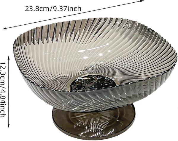 Black fruit bowl with pedestal and drain, large kitchen colander and table decoration