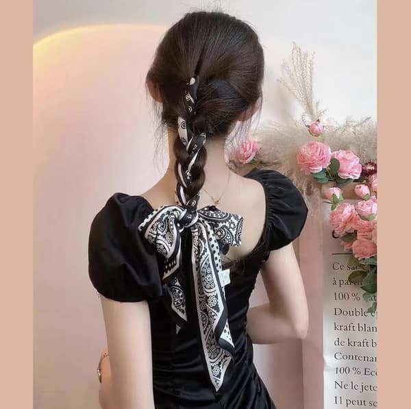 96 x 6,5 cm Silk Satin Scarf Double Layer Tie for Blazer, Coat, Dress