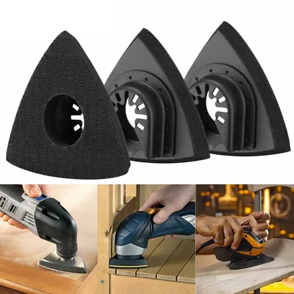 Set med 4 universella triangulära slipplattor för oscillerande multiverktyg, snabbkoppling, 76 mm, svart
