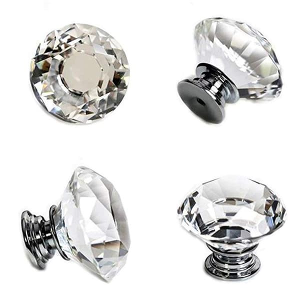 30mm Crystal Glass Knob Cabinet Drawer Handle (5pcs)