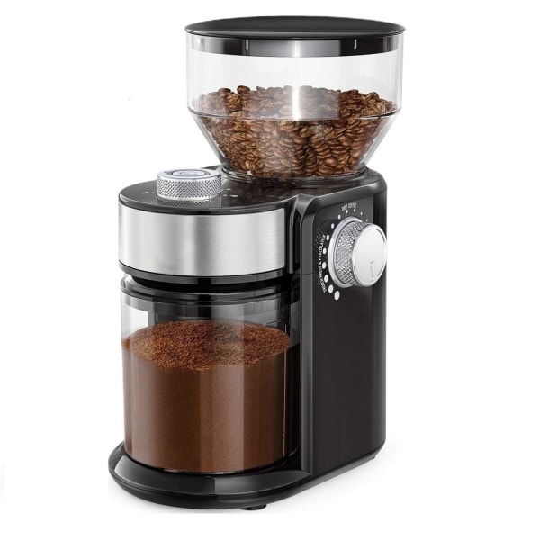 Electric Adjustable Burr Mill with 35 Precise Grind Setting for 2-12 Cup, Black，Bean Grinder Flat Burr Coffee Bean Grind