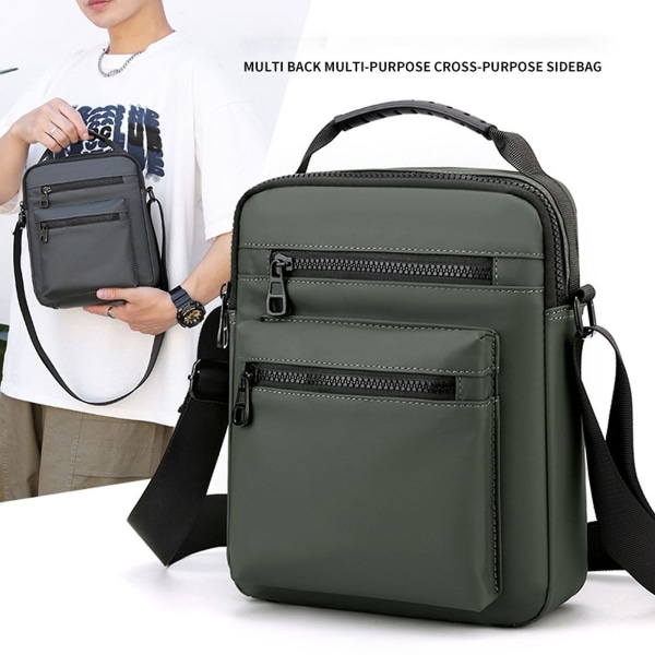 Vintage Menn Crossbody Bag Man Skulder Messenger Satchel Vesker Håndveske Reise Grå