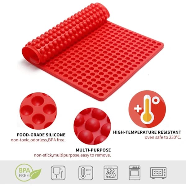 {xj}Halvkule Silikonform - Bakematte for Hundekjeks, Sjokolade