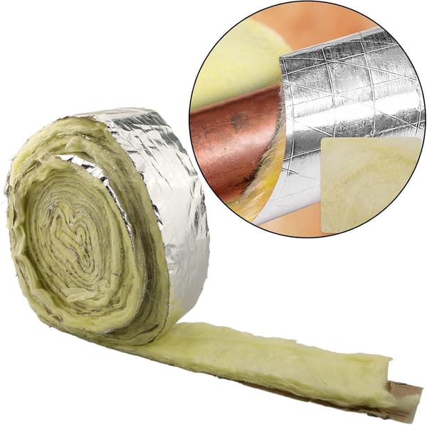 Glasfiber rør-isolering, aluminiumsbagside, 10M, indendørs/udendørs, frostbeskyttelse