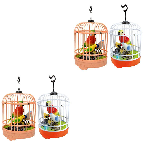 3 stk Induktiv Lyd Stemmekontroll Aktiverer Kvitrende Sangfugl Bur Barn Morsom Leke (Tilfeldig Farge) 2pcs