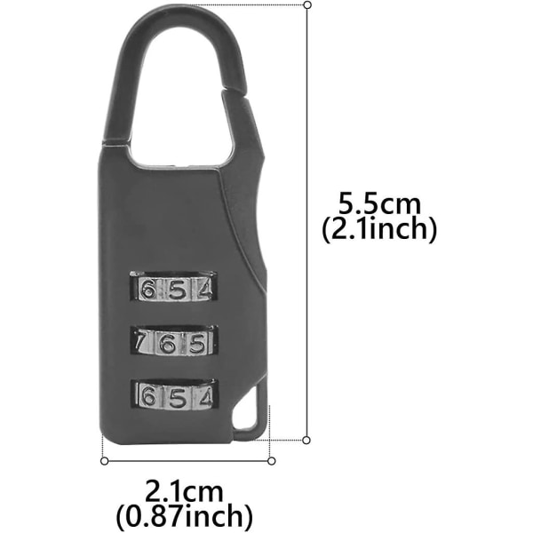 3-sifret kombinasjon hengelåskoder Bagasjekombinasjon hengelås med legert karosseri koffertlås Sikkerhetshengelås for reiseveske koffert