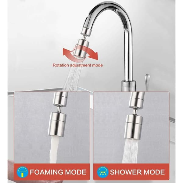 1-delt svingbar kranlufter i messing, 2 moduser justerbar spraylufter, økonomisk kran