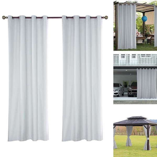 Utendørs Gardin Vannbestandig 1 Del Sløyfe Gardin Hvit Transparent Utendørs Gardin For Balkong / Terrasse 137 x 213cm 137 x 213cm