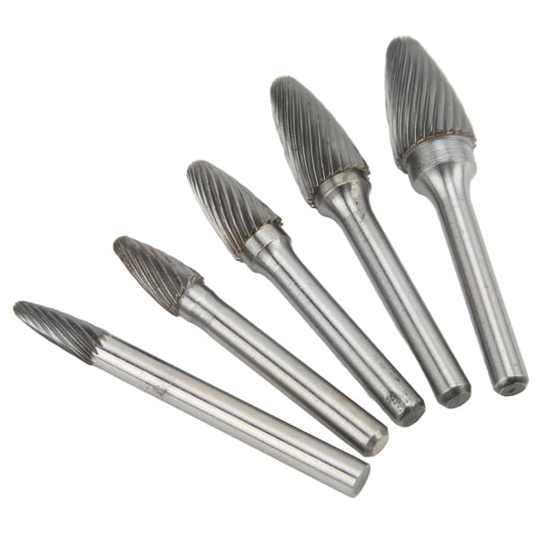 5 stk. hårdmetal roterende grat sæt 6 mm 0,24 tommer skaft til gravering, polering, boring
